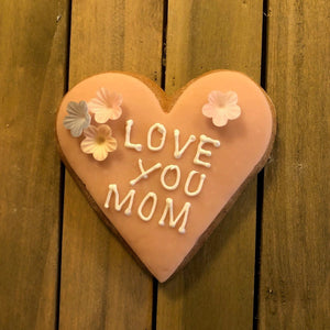 Herz "LOVE YOU MOM"  weiß auf aprikot