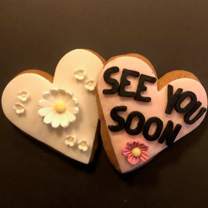 2 Herzen SEE YOU SOON + BLÜTE weiß
